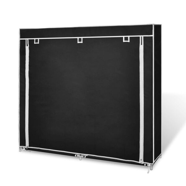 vidaXL Shoe Rack Black Powder-coated steel, Polyethylene fabric