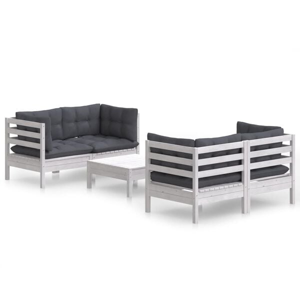 vidaXL Garden Lounge Set White, Anthracite