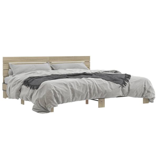 vidaXL Bed Frame Sonoma oak Engineered wood Super King Modern