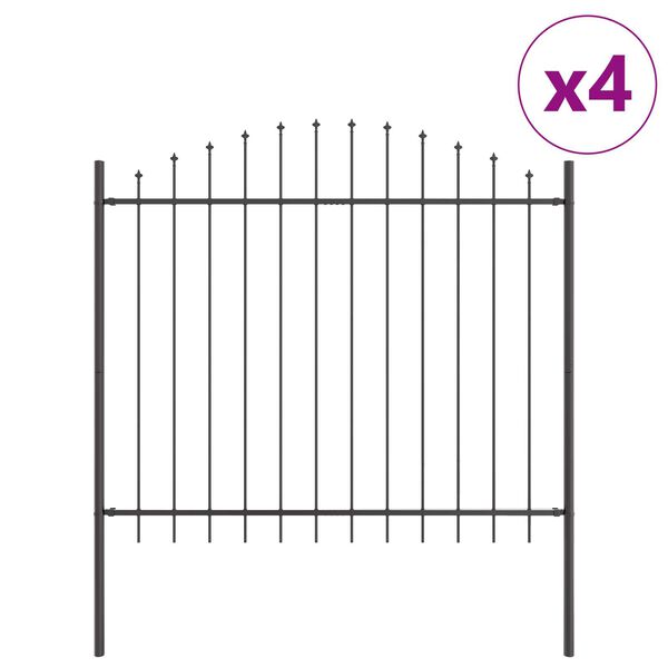 vidaXL Garden Fence 4 pcs Grey 66.93 x 64.96 in Powder-Coated Steel