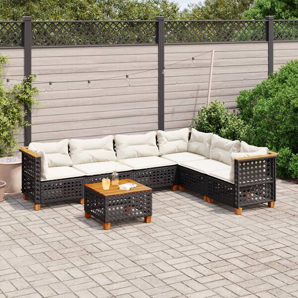 vidaXL Garden Sofa Set Black PE rattan Flexible multi-component layout
