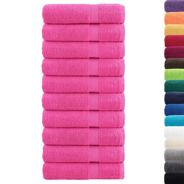 vidaXL Bath Towel Set of 10 Pink 100% Cotton 39.4 x 59.1 in Bath Towel