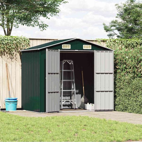 vidaXL Garden Shed Green Galvanized steel 80.7x50.8x72.0 in Durable