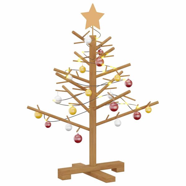 vidaXL Wooden Christmas Tree with Stand Brown 29.5" Solid pine wood