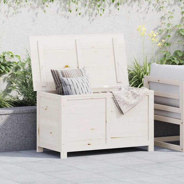 vidaXL Cushion Box White Solid fir wood 39.4 in x 19.7 in x 22.0 in