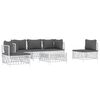 vidaXL Garden Lounge Set White with Dark Grey Cushions