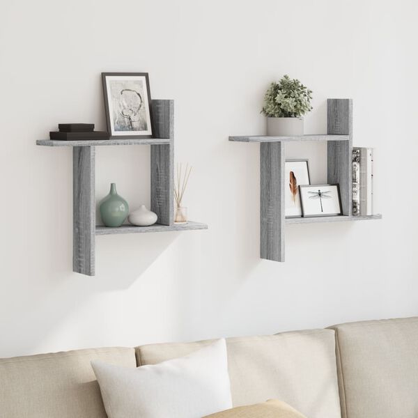 vidaXL Wall Shelf Gray Sonoma Engineered Wood 19.7 in Wall mounting