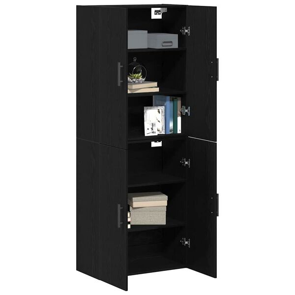vidaXL Wall-Mounted Cabinet 2 pcs Black Oak 27.36 x 13.39 x 35.43 in