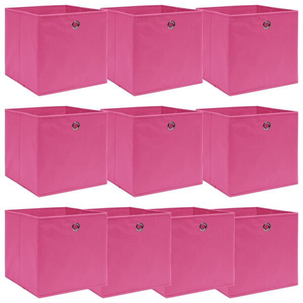 vidaXL Storage Box Set of 10 Pink Non-woven fabric (100% polyester)