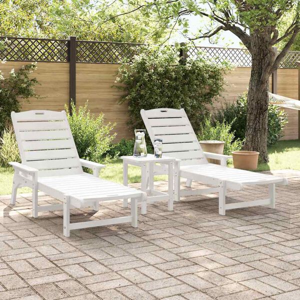 vidaXL Garden Lounge Furniture 3 pcs White 38 x 38 x 46cm Polyethylene