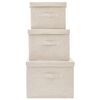 vidaXL Stackable Storage Box Set of 3 Piece Fabric Cream