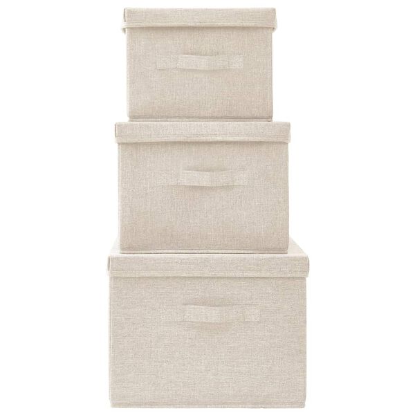 vidaXL Stackable Storage Box Set of 3 Piece Fabric Cream