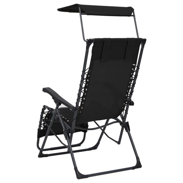 vidaXL Folding Deck Chairs 2 pcs Textilene Black