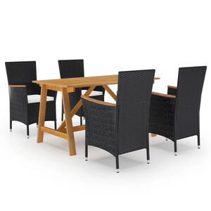 vidaXL Dining Set Black Solid Acacia wood Standard Tough