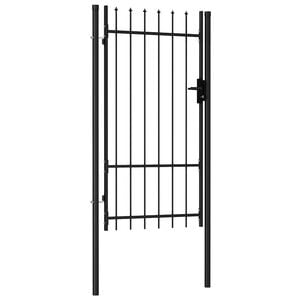 vidaXL Fence Gate Single Door with Spike Top Steel 3.3'x5.7' Black