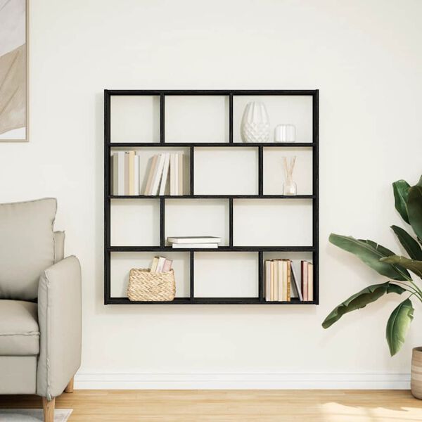 vidaXL Wall Cube Shelf Black Engineered wood Large Wall Cube Shelf