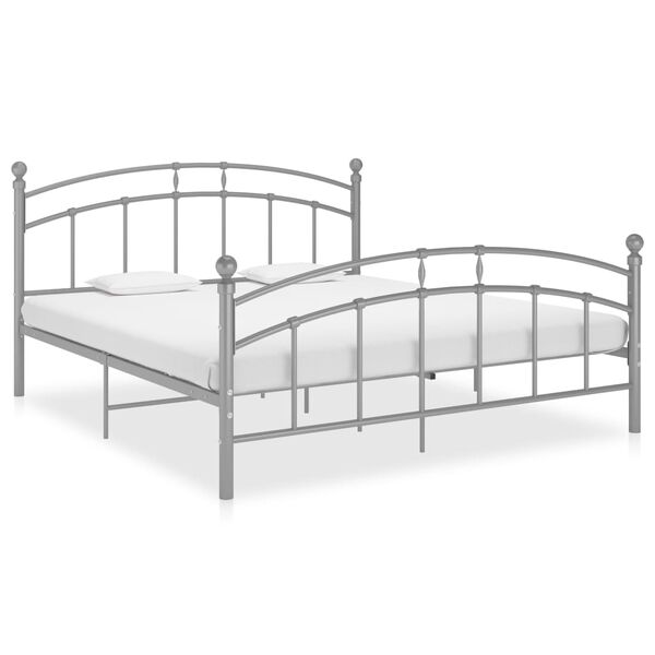 vidaXL Bed Frame Grey Powder-coated metal Full Durable Bed Frame
