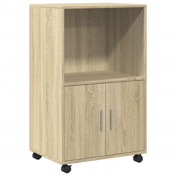 vidaXL Rolling Cabinet Sonoma oak Engineered wood Medium Rollable