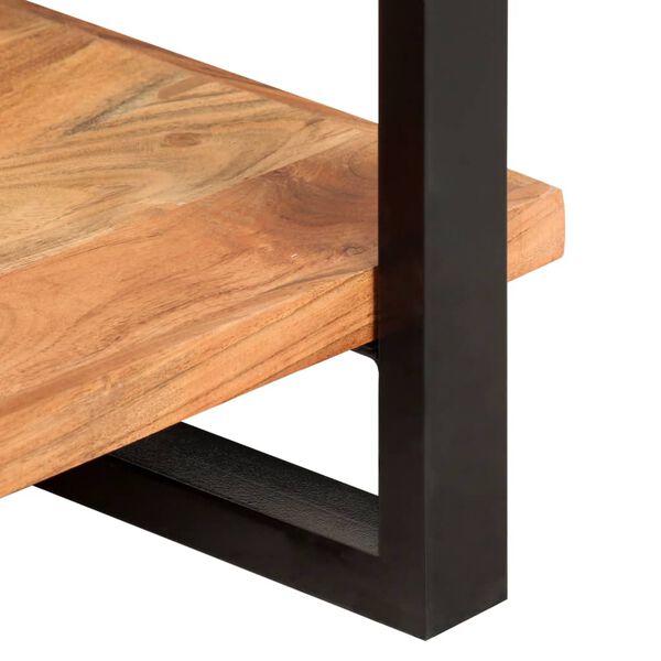 vidaXL Bookcase Natural wood, Black Solid acacia wood, Powder-coated iron