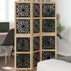 vidaXL Room Divider 3 Panels Brown and Black Solid Wood Paulownia