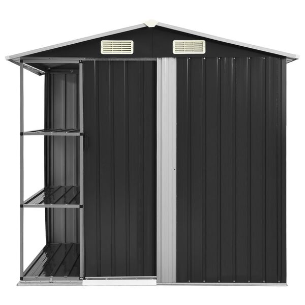 vidaXL Garden Shed Anthracite Galvanized Iron Large Garden Shed