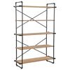 vidaXL Bookshelf Black and natural wood Solid firwood and steel Large