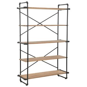 vidaXL Bookshelf Black and natural wood Solid firwood and steel Large