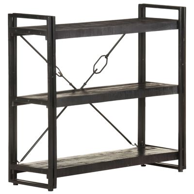 vidaXL 3-Tier Bookcase Black 35.4"x11.8"x31.5" Solid Mango Wood