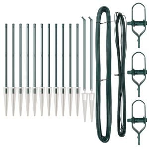 vidaXL Fence Posts Manual 13 pcs Green Ø32mm 60 cm Galvanized steel