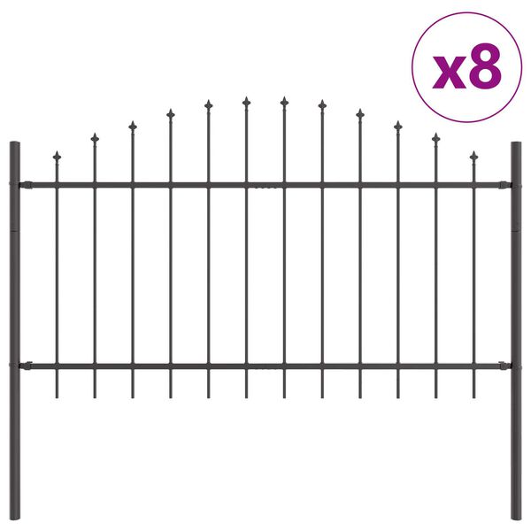 vidaXL Garden Fence 8 pcs Grey 170 x 140 cm Powder-Coated Steel