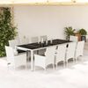 vidaXL 11 Piece Patio Dining Set with Cushions White Poly Rattan and Glass