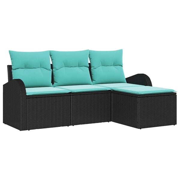 vidaXL Garden Sofa Set Black Poly Rattan