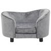 vidaXL Dog Sofa Grey Plush, Solid Fir Wood, Foam 27.2x19.3x15.7 in