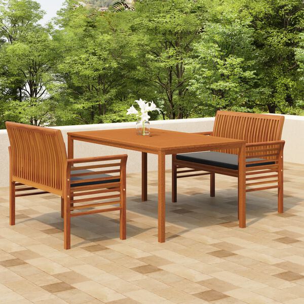 vidaXL Outdoor Dining Set Dark grey Solid acacia wood, 100% polyester