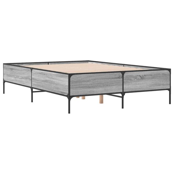 vidaXL Bed Frame Grey Sonoma Engineered Wood, Metal King Size Tough