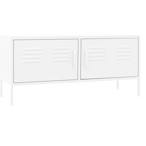 vidaXL TV Cabinet White Steel 41.3 x 13.8 x 19.7 in Levelers