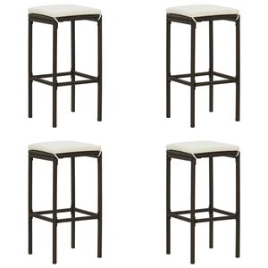 vidaXL Bar Stool Set of 4 Brown with cream white cushion