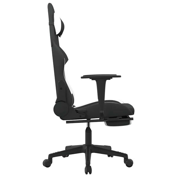 vidaXL Gaming Chair Black and White Polyester Standard Swivel