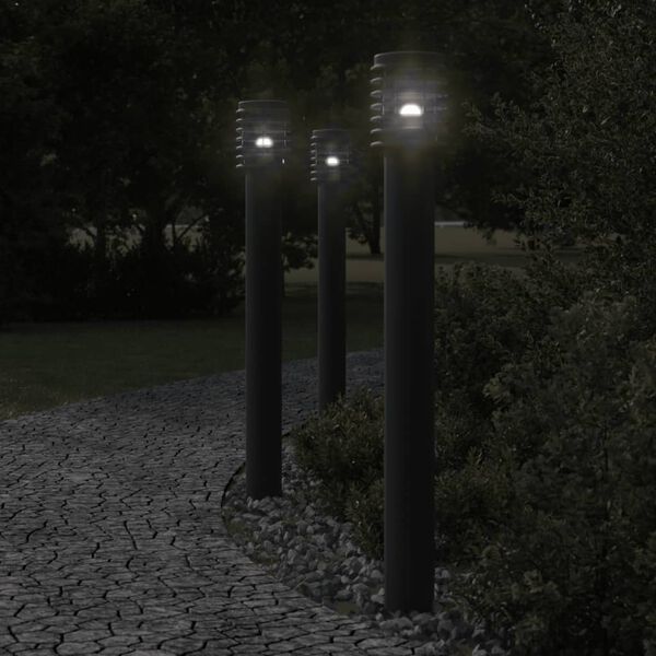 vidaXL Outdoor Floor Lamp Set of 3 Black Stainless steel, Polycarbonate