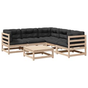 vidaXL Patio Sofa Set Anthracite Solid pine wood 6 Piece Modular