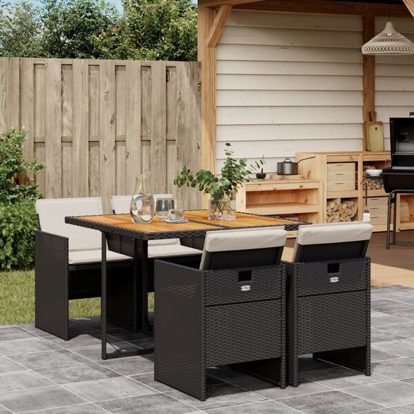 vidaXL Patio Dining Set Set of 4 Black, Brown, Cream White