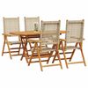 vidaXL Garden Dining Set Folding 5 pcs Beige Solid Acacia Wood