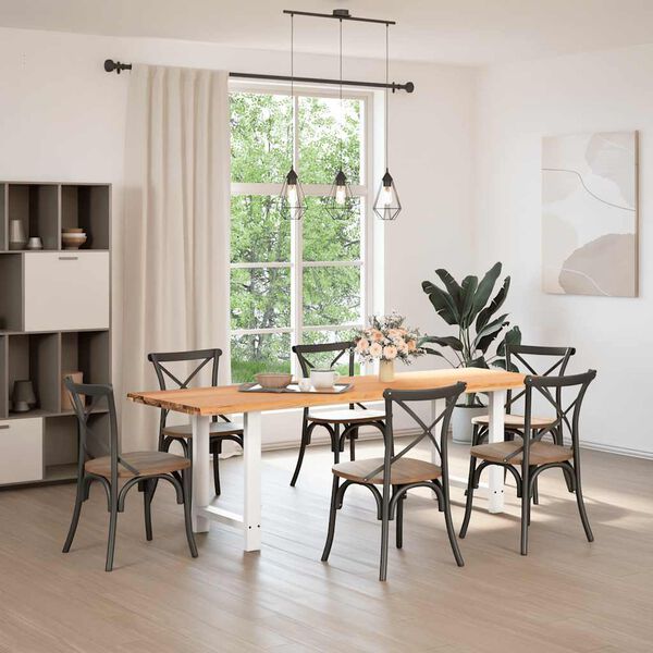 vidaXL Dining Table Light brown tabletop, white legs