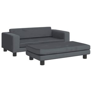 vidaXL Kids Sofa Dark Grey Velvet, solid pine wood Mini Kids Sofa