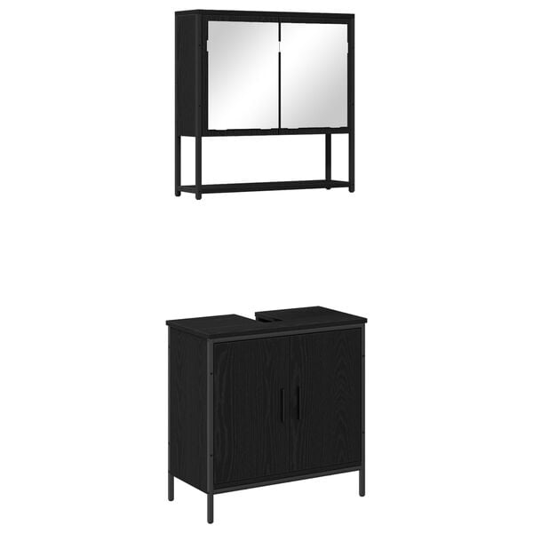 vidaXL Bathroom Furniture Set 2 pcs Black 23.6" x 11.8" x 23.6