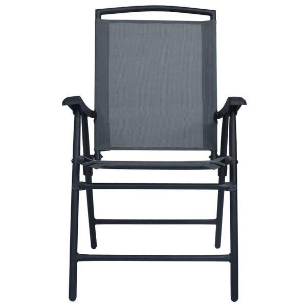 vidaXL Chair Set of 2 Grey Textilene Medium Foldable Chair