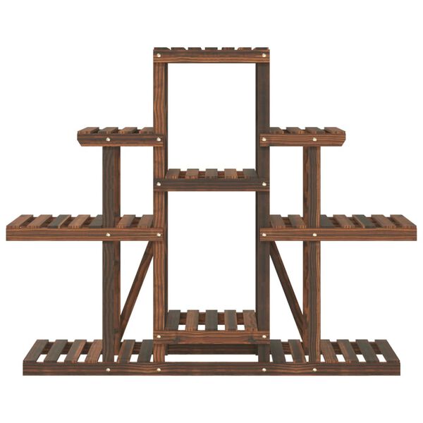 vidaXL Flower Stand Carbonized brown Solid wood fir Medium Flower Stand