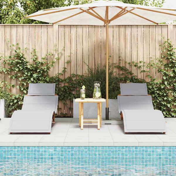 vidaXL Sun lounger Folding 2 pcs Light Grey Solid Acacia Wood