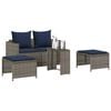 vidaXL 5 Piece Patio Sofa Set with Cushions Stackable Gray Poly Rattan