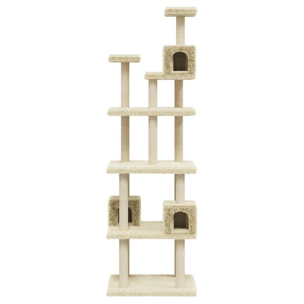 vidaXL Cat Tree Cream Engineered wood, plush, sisal 74.0 in tall Storage